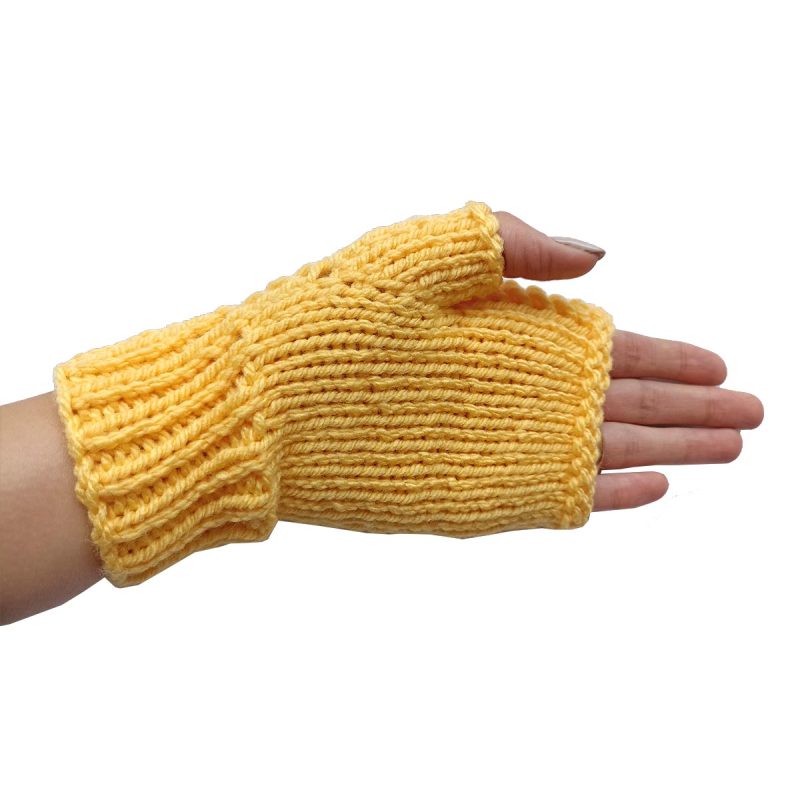 دستکش زرد بافتنی دخترانه طرح دار کد G127