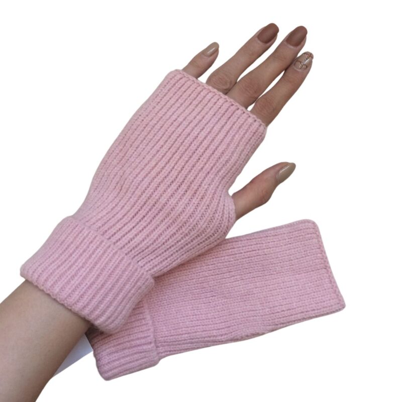 دستکش بافتنی زمستانی دخترانه رنگ صورتی کد G170 گندم بافت